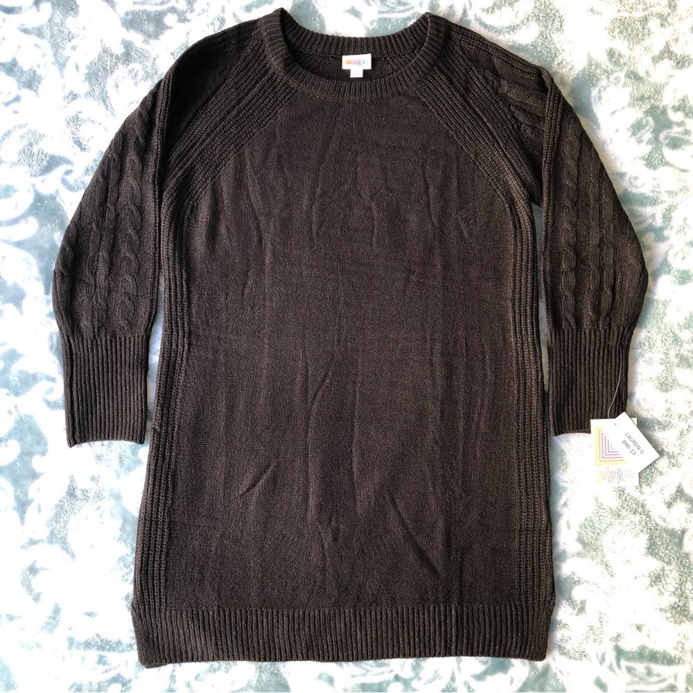 LuLaRoe Lauren Sweater Dress Small Black Soft! NWT